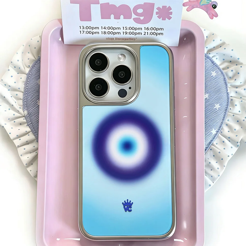 Funda de Teléfono con Diseño de Ojo Turco Azul para iPhone 17, 16e, 16, 15, 14, 13, 12, 11, Air, Pro, Max, X, XR, XSMAX, 8, 7 Plus, Cubierta Trasera Transparente de Lujo