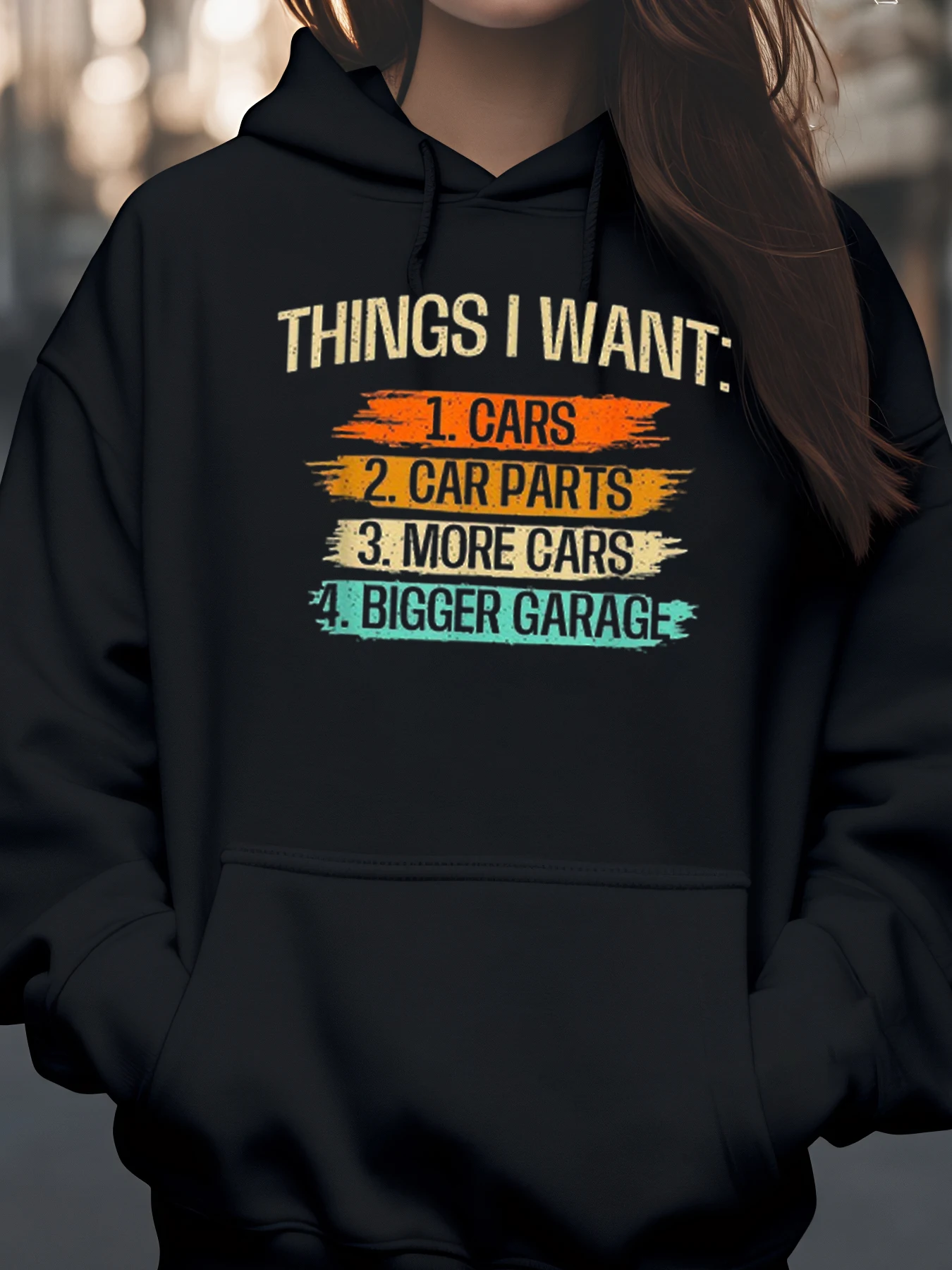 車好きのための欲しいもの：車、車の部品、もっと車、より大きなガレージ - 男女兼用パーカー、カジュアルウェア、車好きへのギフト