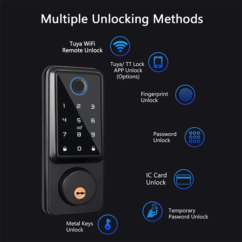 Waterproof Smart Deadbolt Locks for Home Alexa Wifi Bluetooth TTlock App Biometric Fingerprint Digital Keypad Entry Door Lock