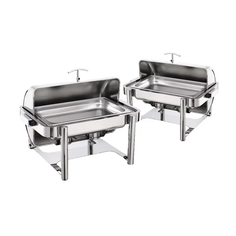 Deluxe Hydraulic Full Size Roll Top Fondue Set Bracket with Cast Alloy Legs Kitchen Equipment Food Service Plate