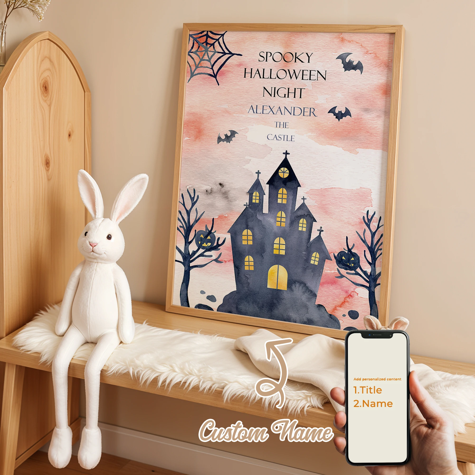 

1Pcs Personalized Custom Name Castle Wall Art Printmaking Canvas Painting Poster Picture For Halloween Living Room Home Decor