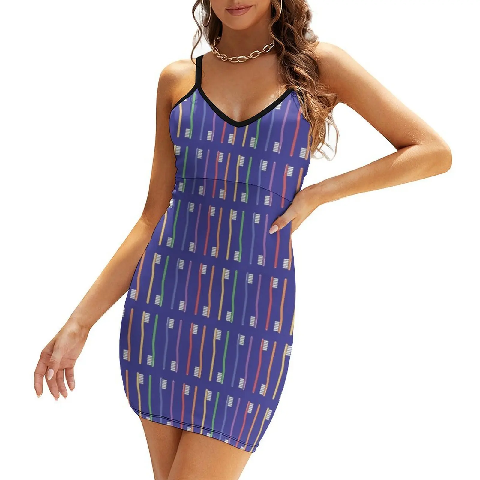 

Toothbrush Colourful Rainbow Sling Dress elegant guest wedding dress evening dress woman Women's summer