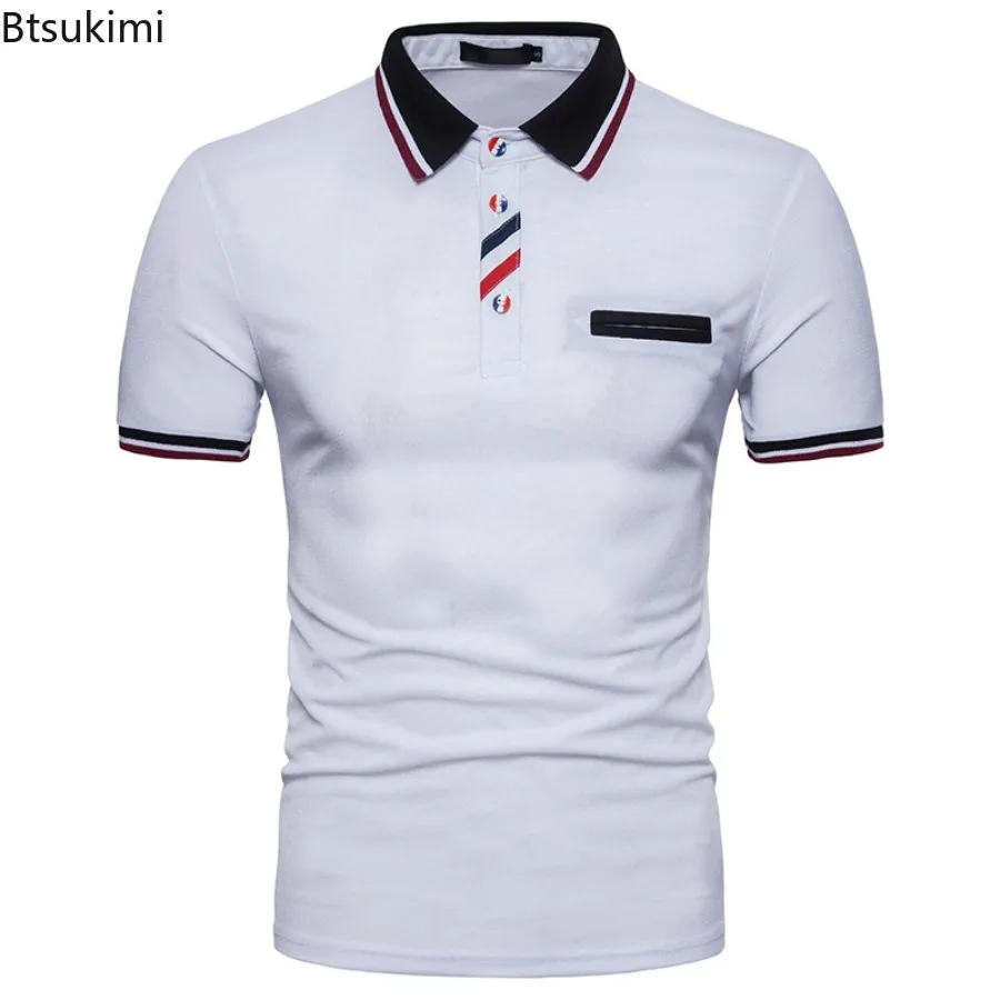 Summer New Men's Short Sleeve Polo Shirts Breathable Casual Golf Sports T-shirts Fashion Color Blocking Design Male Basic Tops - Image 5