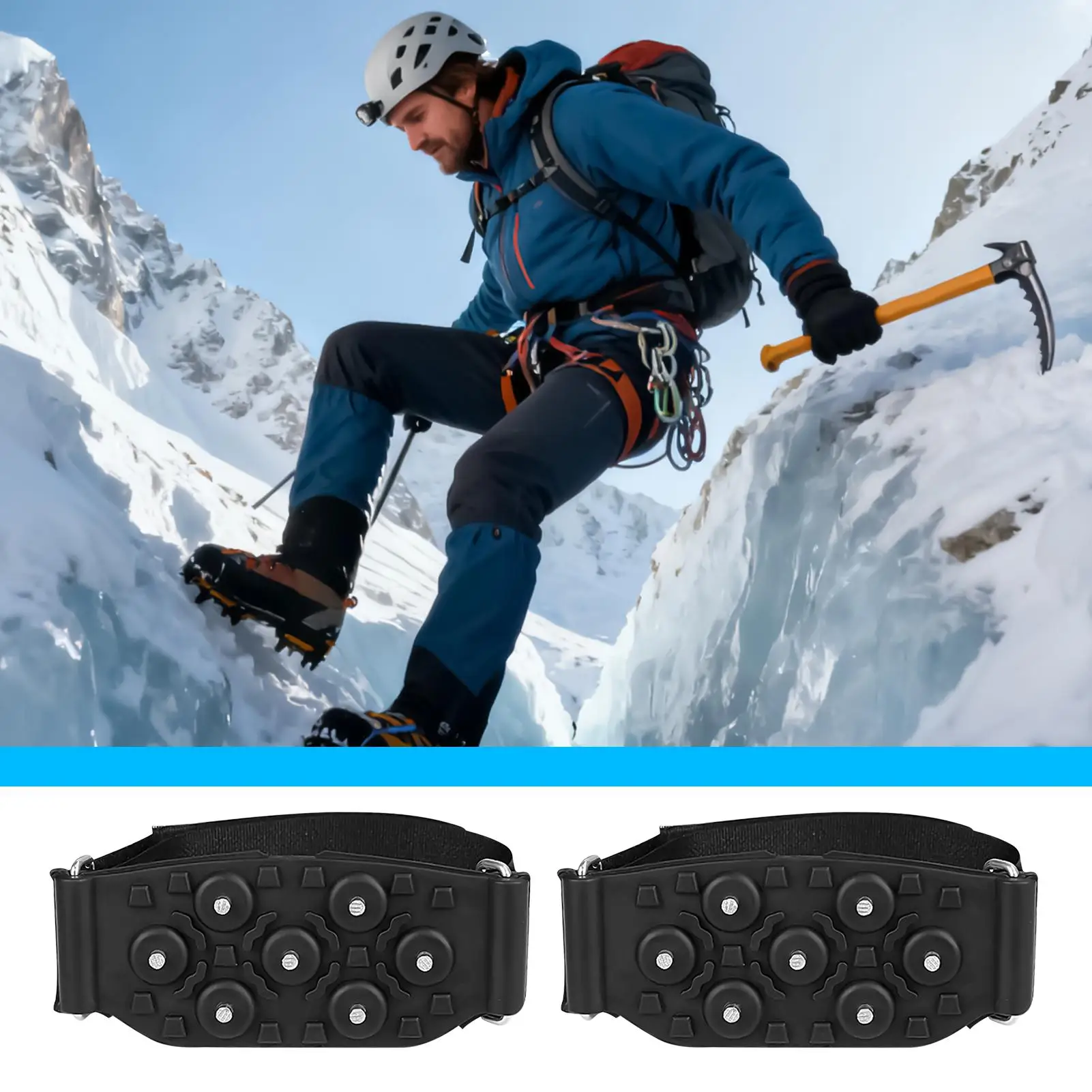 Ice Grips For Shoes Anti-Slip Snow Traction Grippers Ice Traction Cleats For Hiking Climbing Fishing Walking Mountaineering