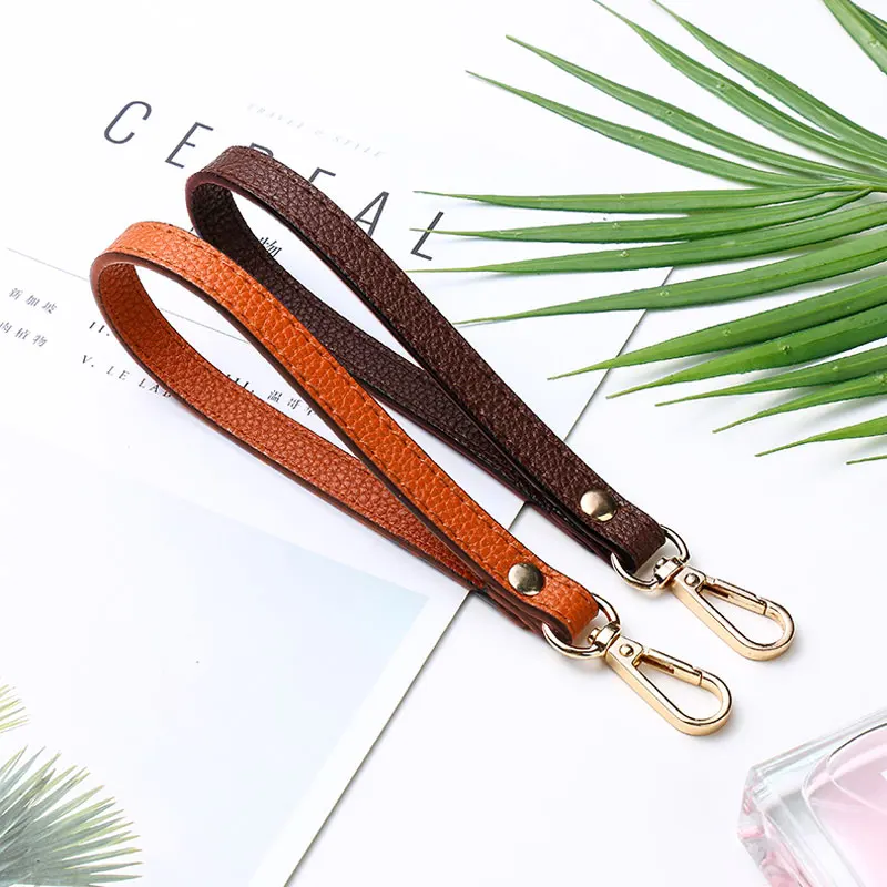 Lychee Leather Handbag Strap Bag Replacement Wrist Strap Buckle Wrist Strap PU Wristlet Purse Wallets Keychain Wrist Strap