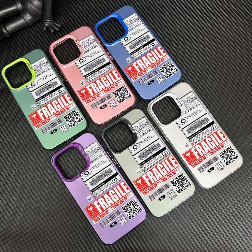 Fragile goods label Phone Case for iFor Samsung Galaxy S24 S23 S22 S21 Plus Ultra S20 FE A55 A54 A53 A52 IMD Laser