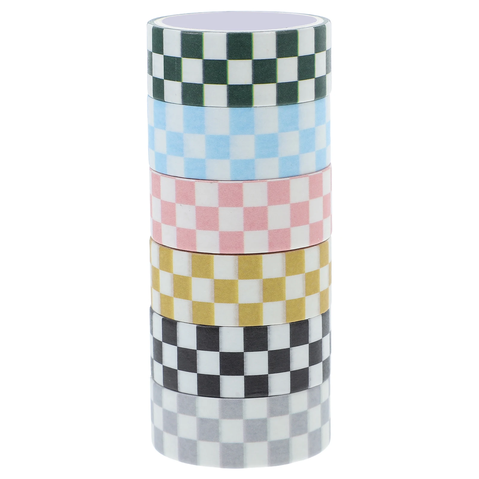 

6 Rolls Grid Washi Tape Decorative Checked Crafts Paper Planner Scrapbook Stickers Gift Wall Decor Colored Stationery