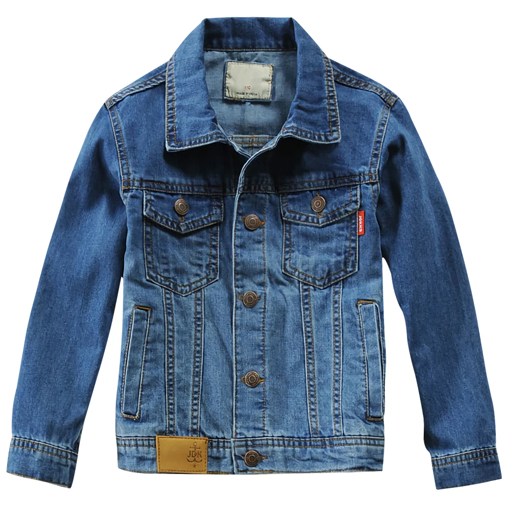 

Children's Transition Jacket Cotton Boys Hole Cowboy Coat Long Sleeve Lapel Single Breasted Kids Jean Outerwear Denim Jacket