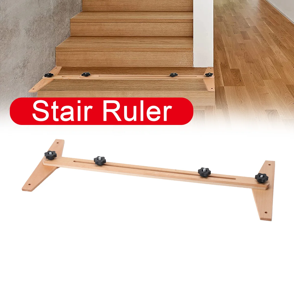 

Stair Measuring Ruler 0-270° Wooden Tool Stair Ruler Stair Tread Template for Carpenters, Measuring Range: 76-124cm/30-49"