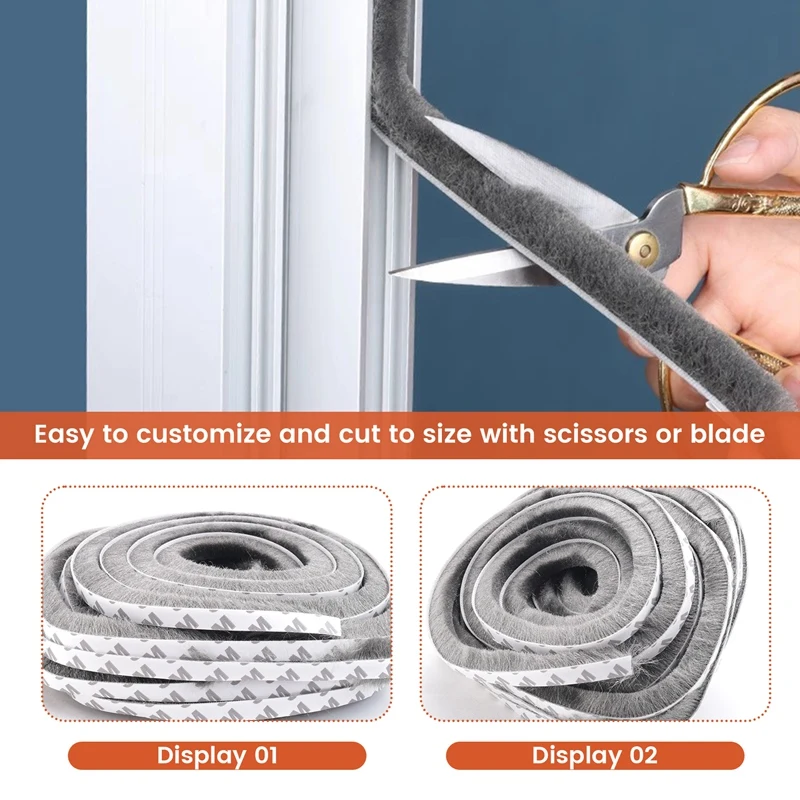 33Ft/10M Self Adhesive Seal Strip Weatherstrip for Doors Soundproofing,Windproof,Dustproof, 0.35 Inchx0.6 Inch-A69M