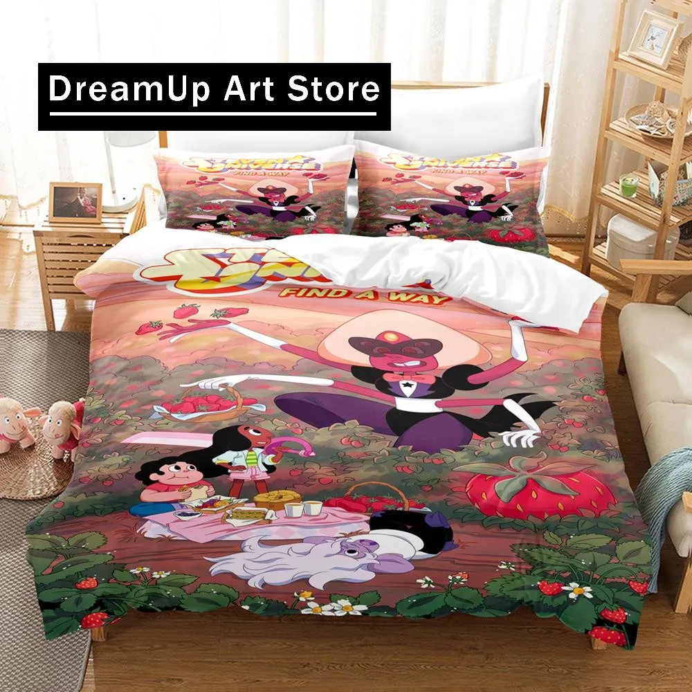 Kawaii baru Steven Universe Set tempat tidur Single Twin penuh ukuran Ratu Set tempat tidur Aldult kamar tidur anak 3D Anime Set seprai