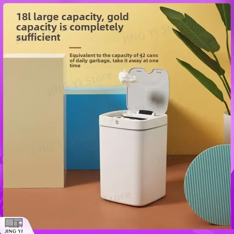 Smart Automatic Trash Can Sensor Waste Bin Square Design for Kitchen Bathroom Living Room Home Office Commercial Use Plastic