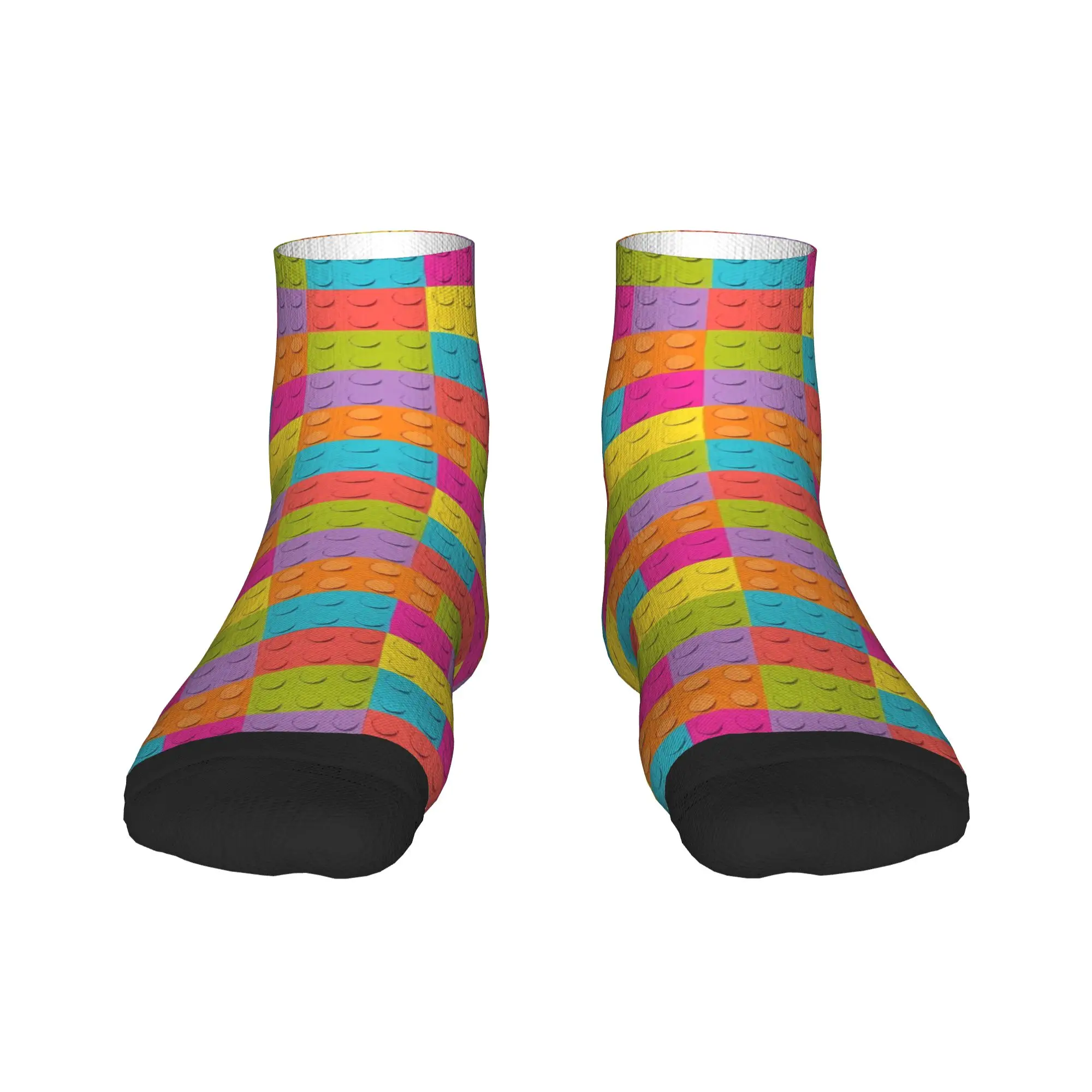 Candy Multicolor Building Blocks Pattern Socks Summer Ankle Socks Unisex Men High Quality Socks Design Cycling Non Skid Socks