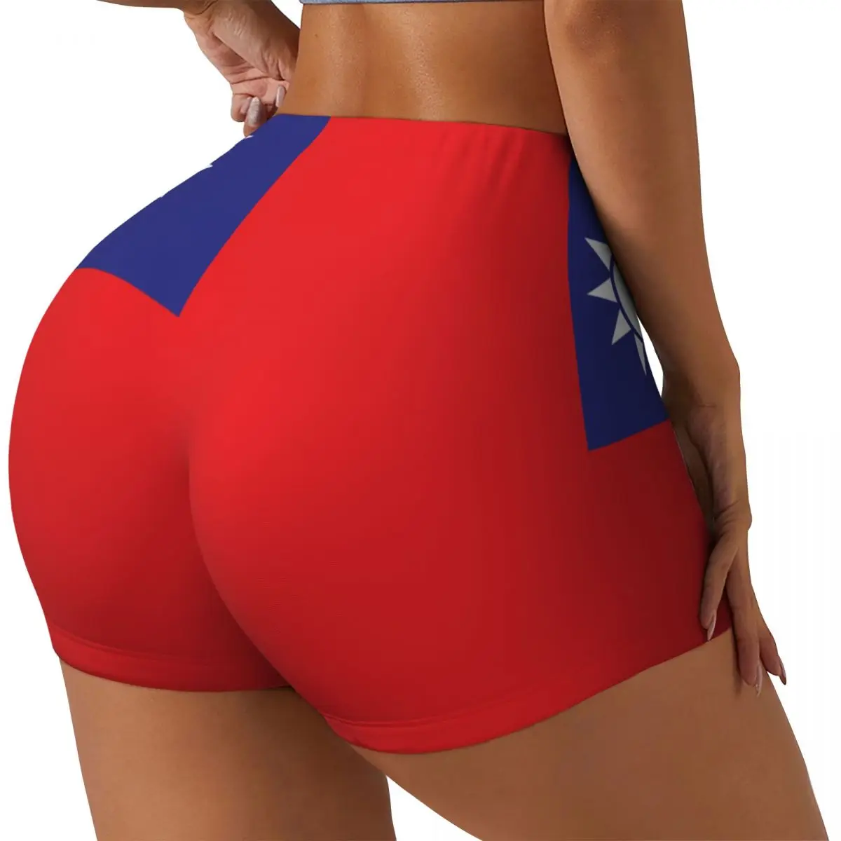 Womens Clothes Gym Push Up Short Elasticity Scrunch Butt Running Shorts Taiwan Flag Sports Shorts