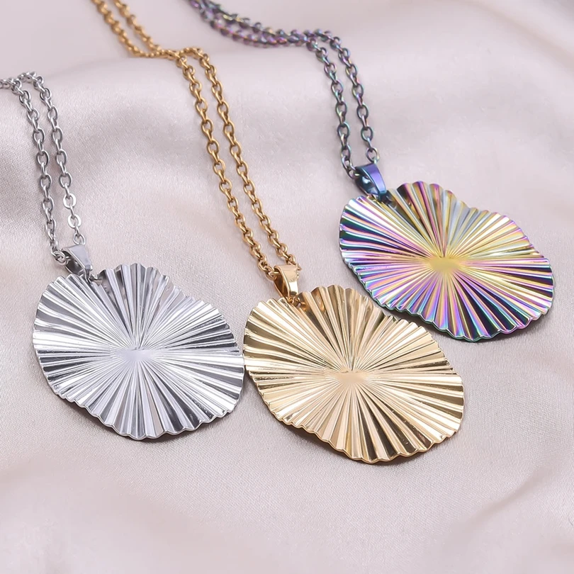 1pc Creative Leaf/Cross Necklaces For Women Plant Pendant Fashion Chain Stainless Steel Necklace Wedding Metal DIY Jewelry Gift