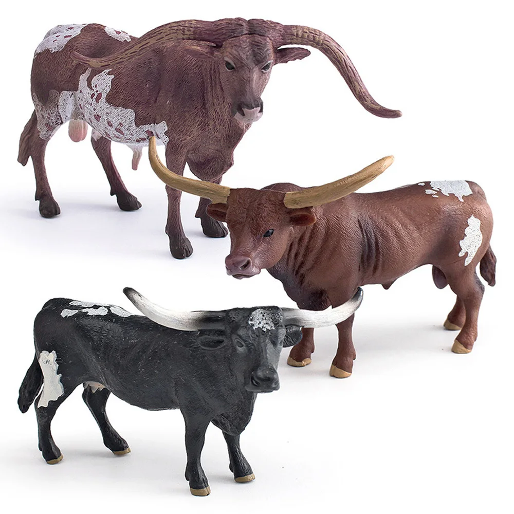 

Realistic Solid Texas Longhorn Bull Model Lifelike Farm Animal Figure Educational Wildlife Statue & Collectible Toy for Kid HG47
