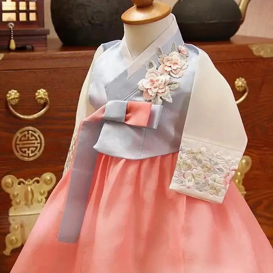 Children's Hanbok Girls Traditional Embroidery Korea 65-130CM Baby Stage