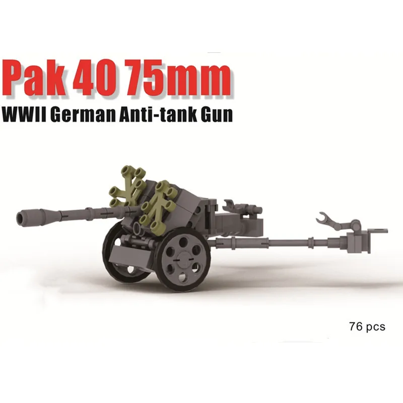 

Wwii Military Moc Military Blocks German Pak40 Anti-tank Gun Assembled Building Blocks Minifigure Boy Toy