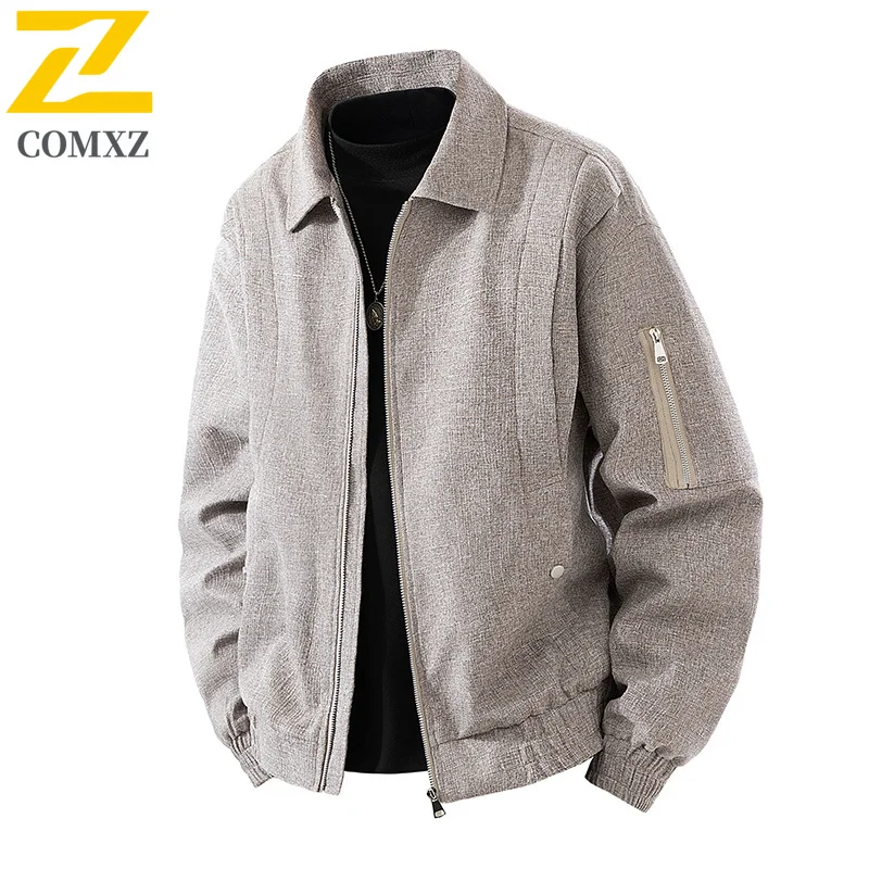 

COMXZ Old Money Style Jacket Men 2025 New Trendy Versatile Comfortable Breathable Collar Jacket Outdoor Casual Loose Zipper Coat
