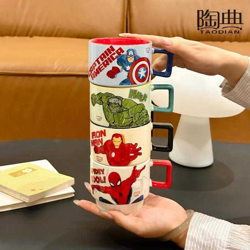 Taza de Cerámica Jenga de Los Vengadores de Marvel, Taza de Agua Resistente a Altas Temperaturas con Diseño de Spider-Man