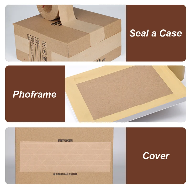 Wet kraft paper tape with thread stickers high adhesion writing box sealing photo frame fixing model foreign trade decoration