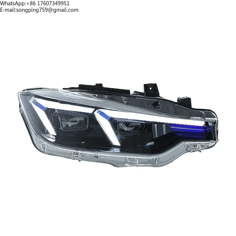 Full LED Headlight Assembly With Blue DRL Eyebrow Modified Head Lamp for BMW 3 Series F30 F35 2012-2018