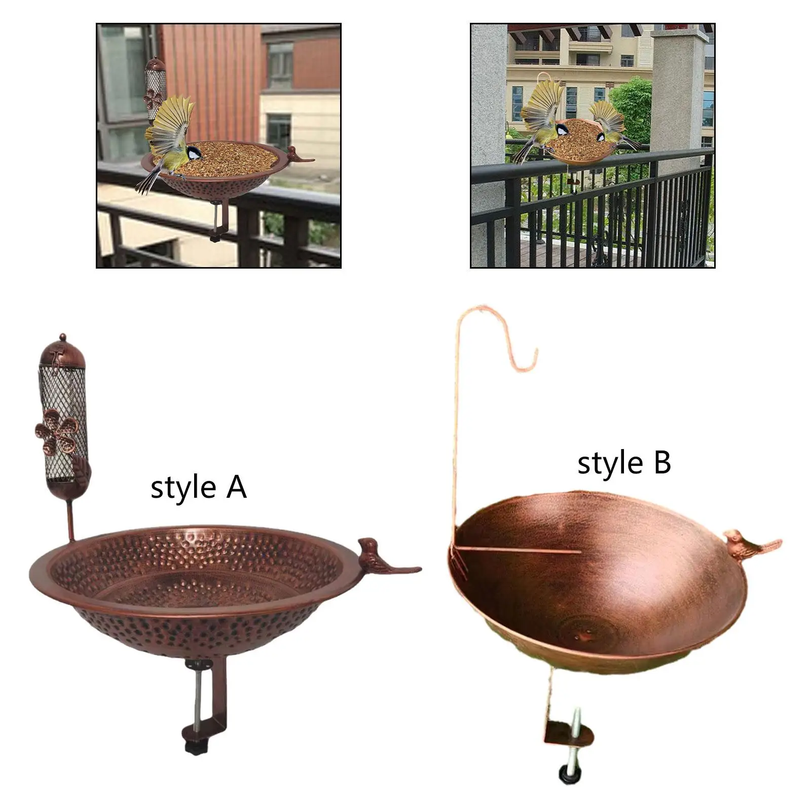 

Bird Bath Feeder SPA Birdfeeder, Sturdy Creative Balcony Rail Bird Bath Garden