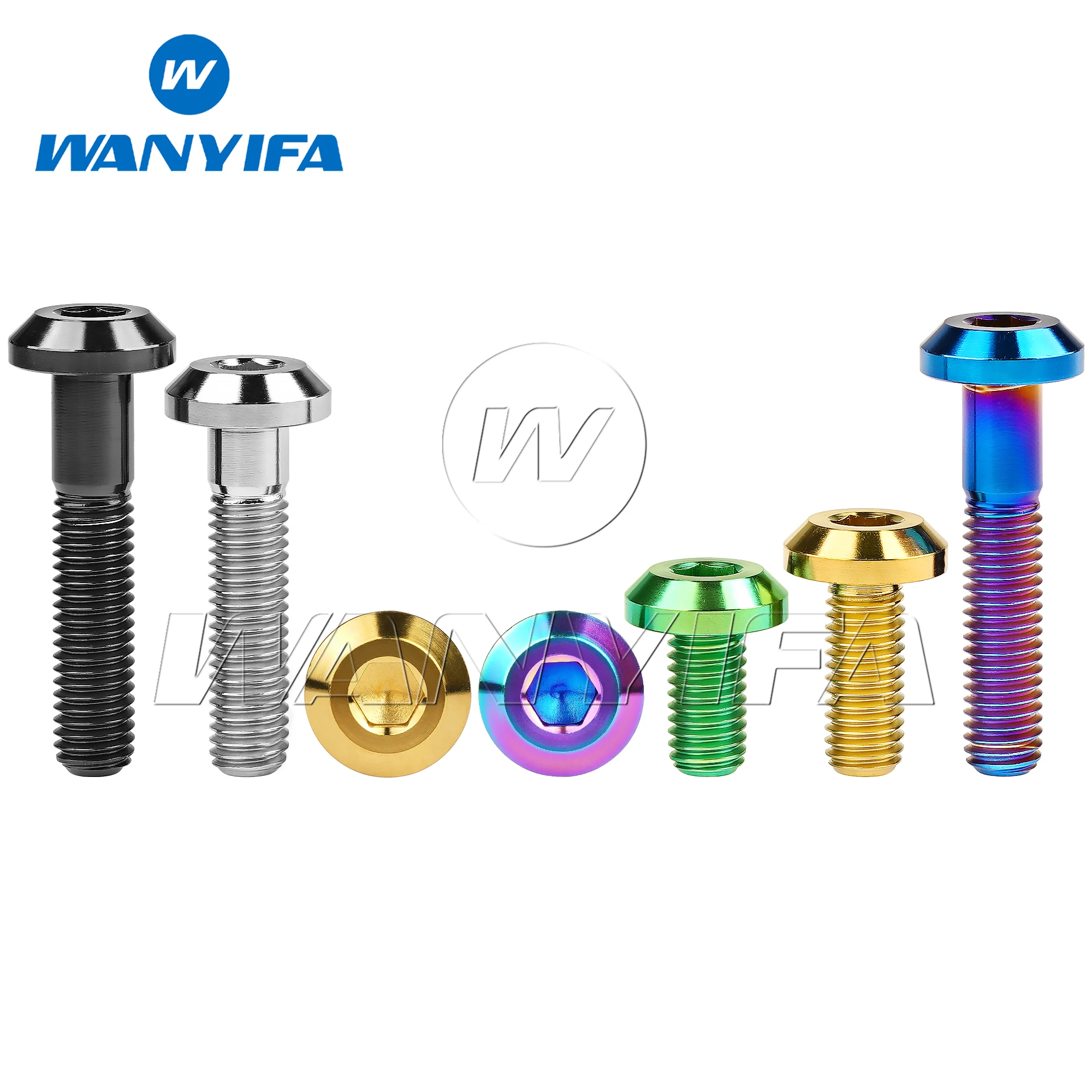 Wanyifa Titanium Bolt M6/M8X12/15/20/25/30/35/40Mm Thick Umbrella Head Hexagon for Bicycle and Motorcycle Brake