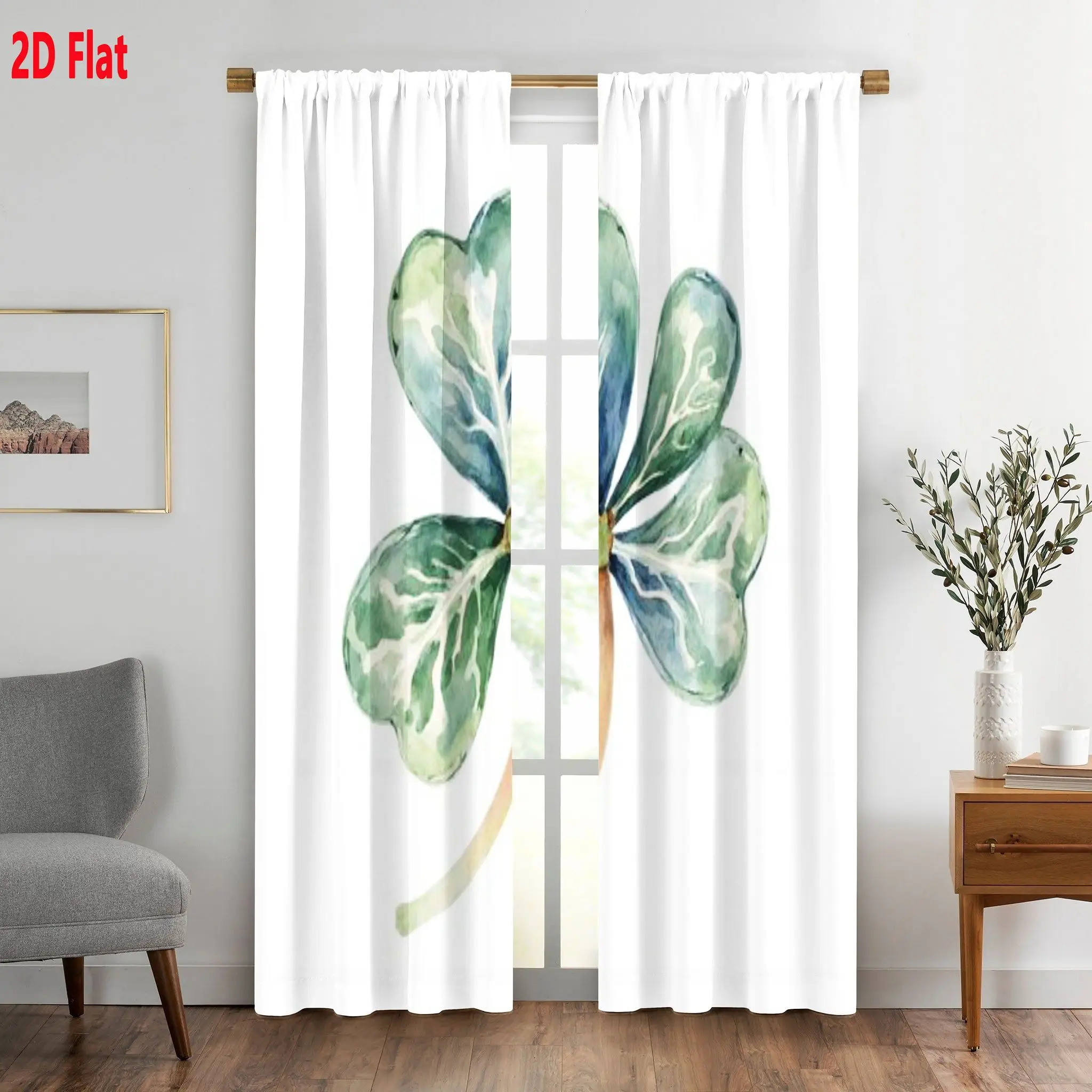 Bohemian Tropical Leaf Print Curtain Panel Pair 2pcs Modern Botanical Window Decor Curtains for Living Room Bedroom Home