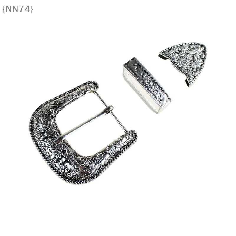 

【NN74】1 Set Three-Piece Belt Buckle Set Vintage Carved Pin Buckle Set DIY Leather Waistband Parts Accessories【W4】