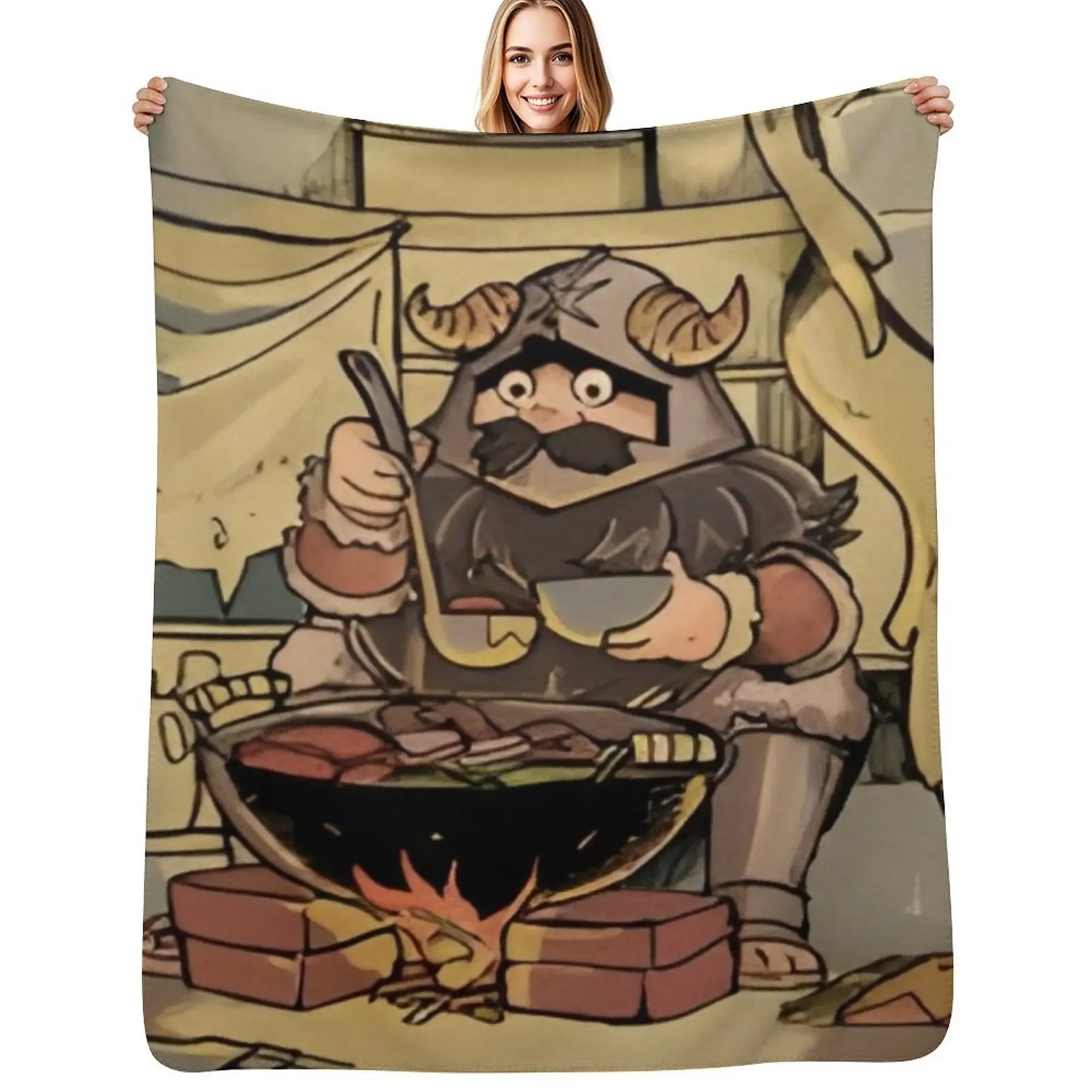 Dungeon Meshi Delicious in Dungeon - Senshi Cooking Throw Blanket Soft Comfort Blanket for Reading Watching TV