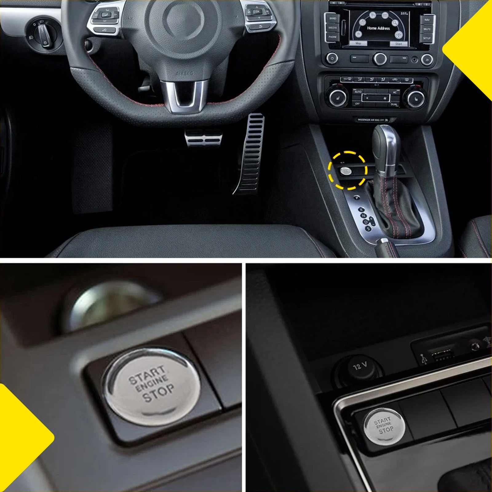 Auto-Motorstart-Stopp-Knopf Zündschalter für Volkswagen VW Jetta 2011-2017 Schlüsselloser Startschalter 16D959839 4 PIN – Detail 6
