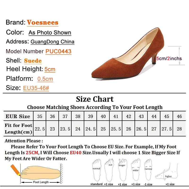 Low Heel Pumps Daily Office Women Shoes 5CM Spike Heels Women 5cm High Heels Pointed Toe Kitten Female Suede Stiletto Plus Size