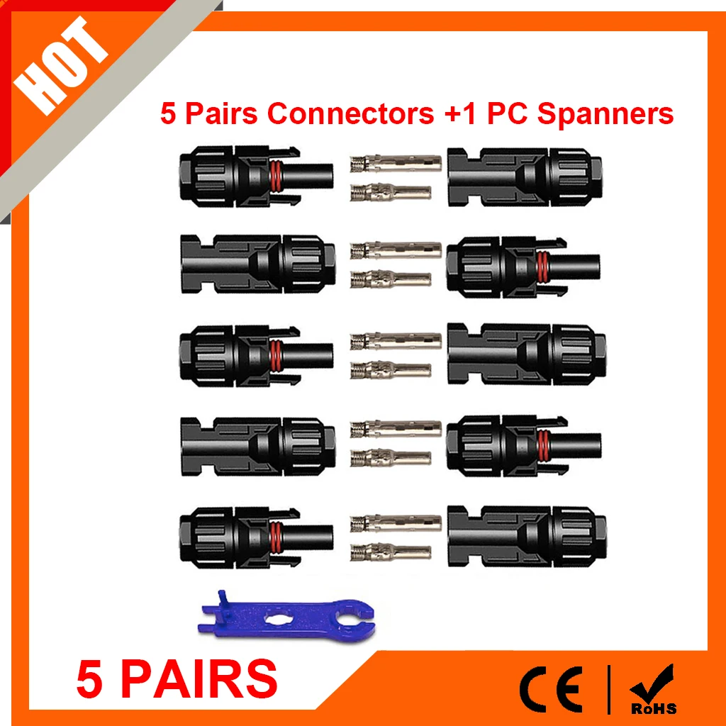 5 Pairs Solar Conne… - image