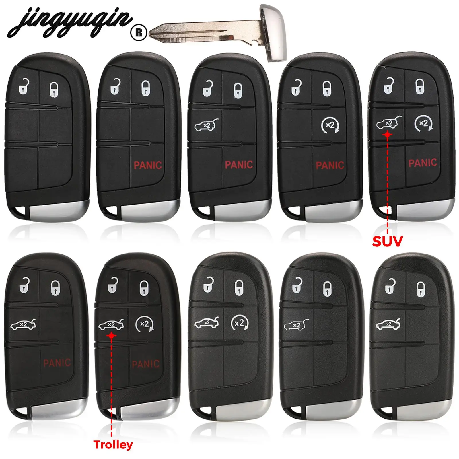 

Jinyuqin 10 шт. для Jeep Grand Cherokee Dodge Ram 1500 Journey Charger Dart Challenger Durango Fiat Smart Key Case Shell 2/3/4/5B