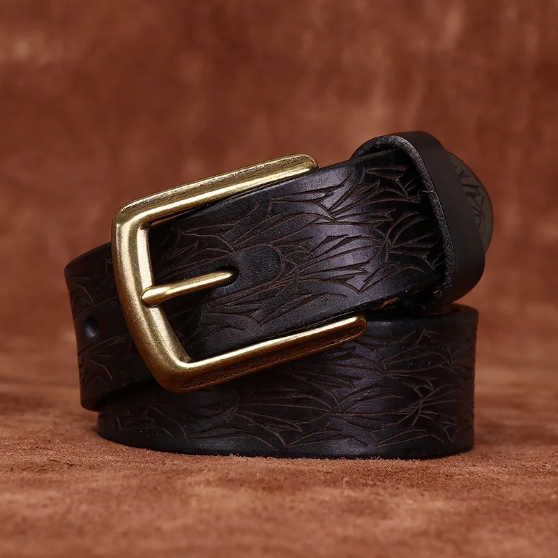 メンズファッション厚みのある本革ベルトトップレイヤー牛革メンズカジュアルデニムベルト