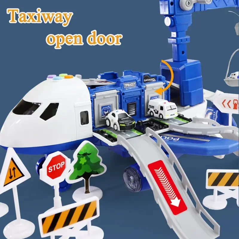 New Kid Educational Toys Transformation Air plane Toy Set Inertial Aircraft Car Vehicles Music Model Children Boy Birthday Gifts