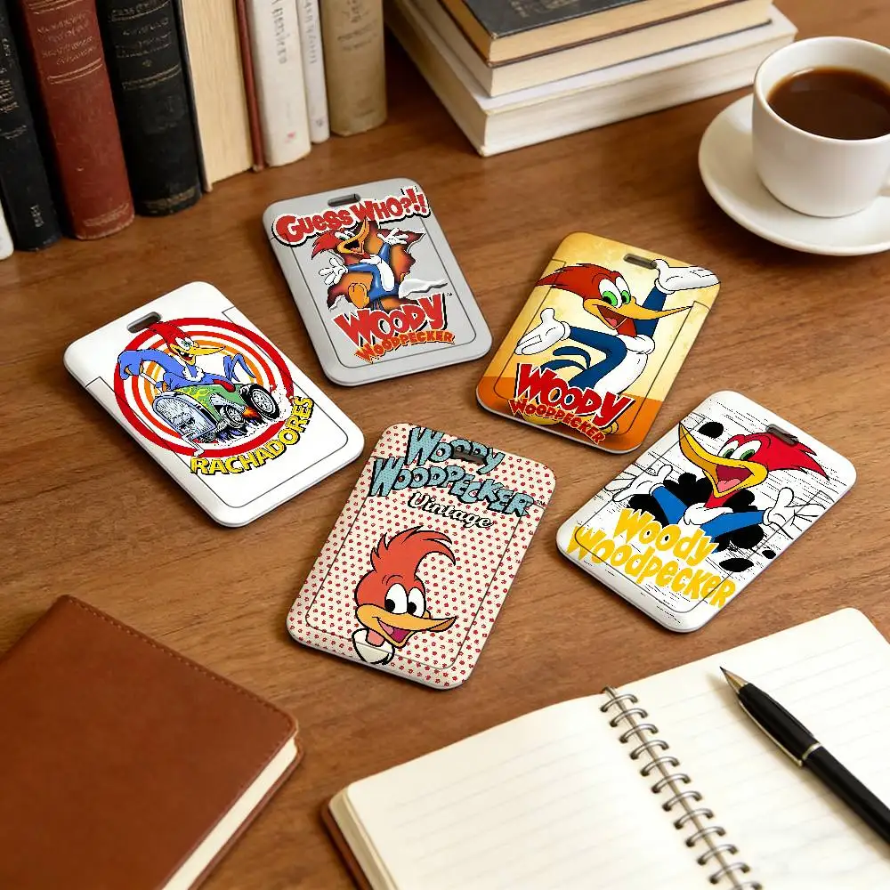 Cartoon W-WoOdY-Y W-WoodpeckeR Holder Lanyard Card Cover Student Campus Hanging Neck Bag Card ID Card Holders Key Gifts