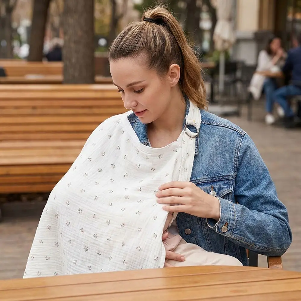 Cotton Breastfeeding Nursing Cover Breathable Flower Printed Breast Feeding Blanket Multi-purpose Use Adjustable