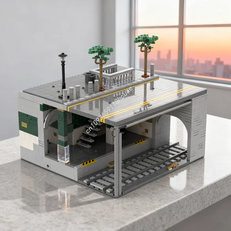 

1594 шт. MOC Нью-Йорк, станция метро, модульная модель, строительные блоки, архитектурные игрушки, идея «сделай сам», рождественские подарки, образовательный кирпич