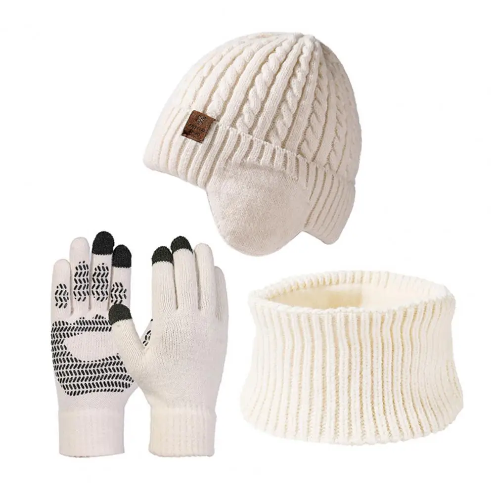 Accesorios cálidos de invierno, accesorios de invierno Unisex, 3 uds., forro polar de invierno, sombrero, bufanda, guantes, conjunto para hombres y