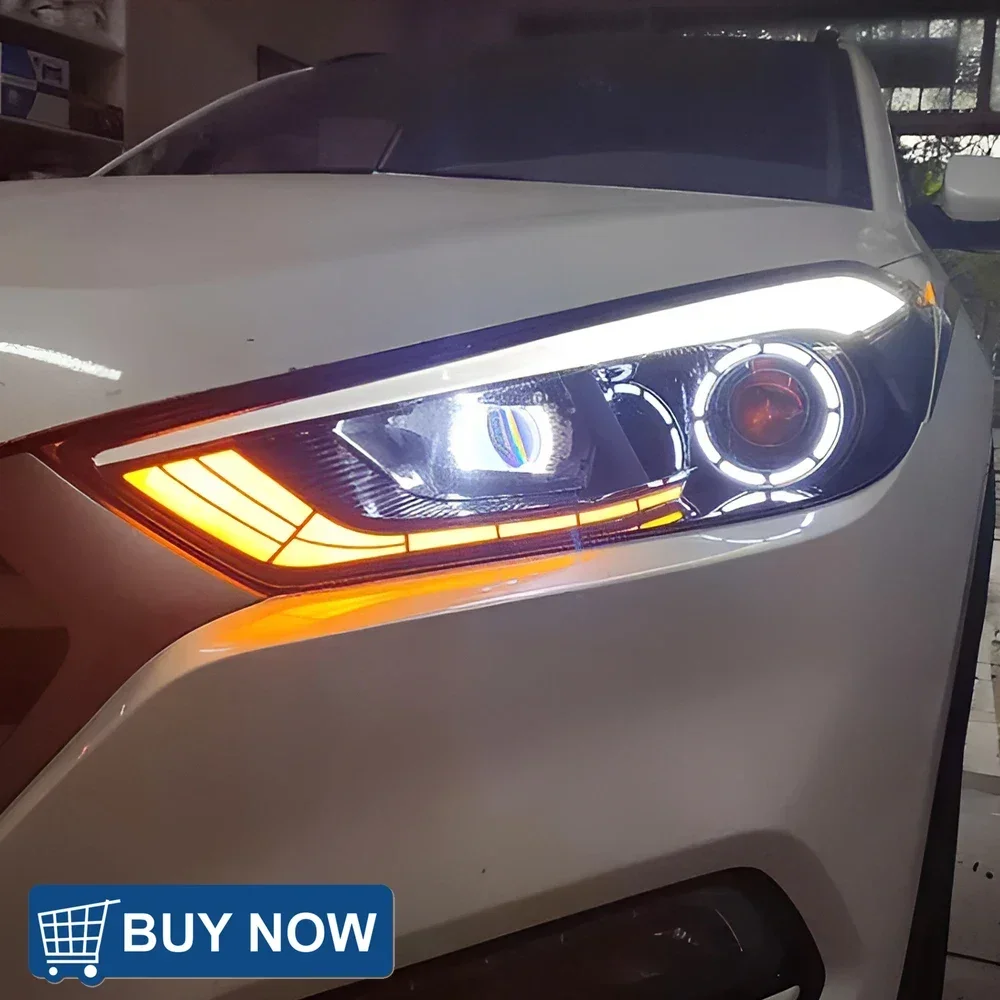 Auto Headlights For Hyundai Tucson 2015-2018 Car Front Lamps Assembly Upgrade Demon Eyes Style LED Projector Lens Accessories