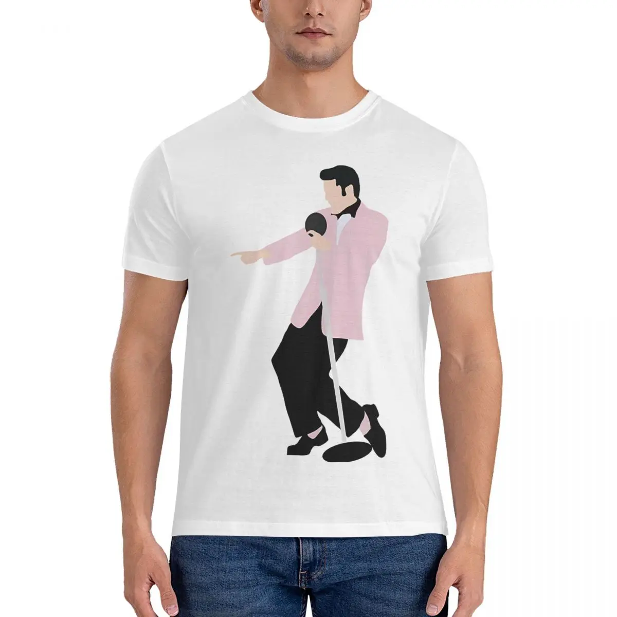 Sign Men's T Shirt E-Elvis Singer Presley Funny Tee Shirt Short Sleeve Crewneck T-Shirts Pure Cotton Party Tops