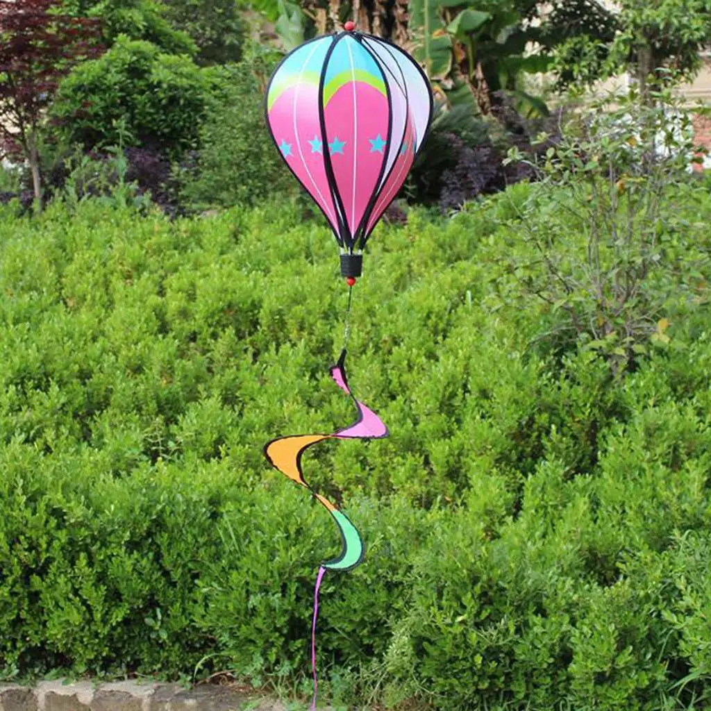 Hot Air Balloon Wind Stripe Garden Yard Outdoor Decor Rainbow/