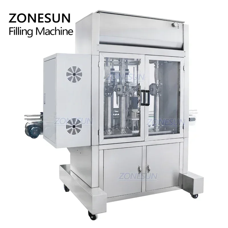 ZONESUN ZS-SV4G Riempitrice servo automatica a 4 ugelli per linea di imballaggio di bottiglie di miele, pasta, crema e liquidi
