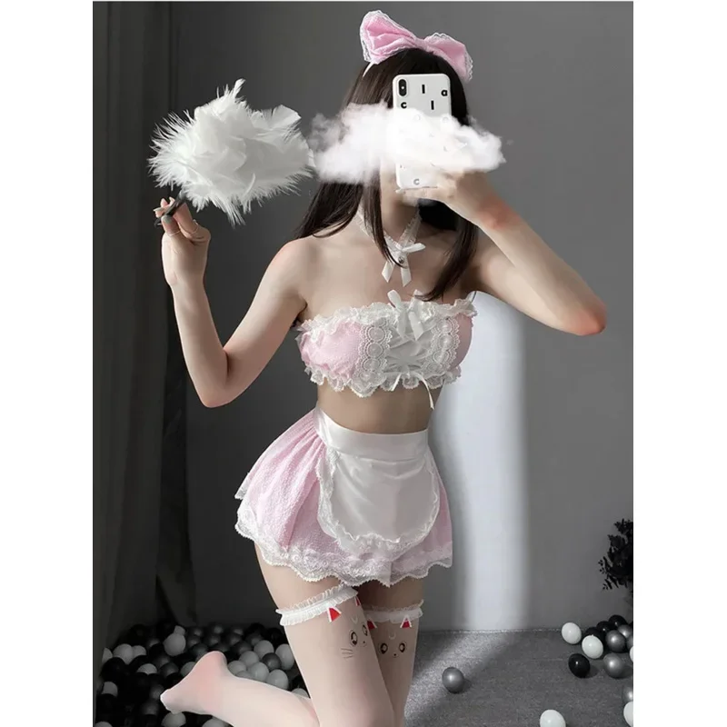 Japanese Sexy Cute Lovely Maid Blue Pink Anime Cospaly Erotic Role Play Kawaii Christmas Lingerie Outfits For Women 2021 NEW