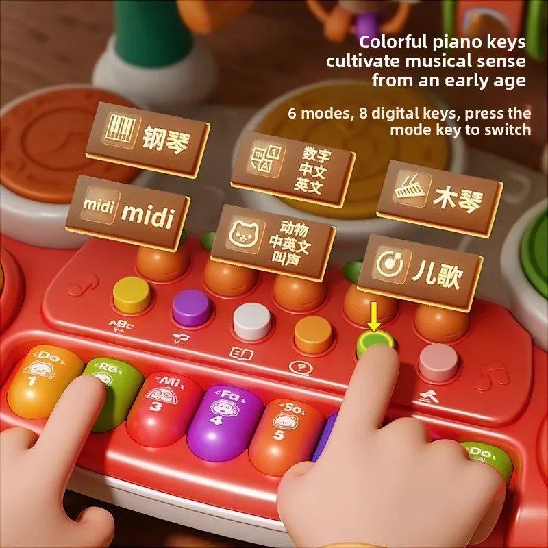 Kids Activity Table, 20-in-1 Educational Learning Toy Desk with Drum and Piano, Early Development Play Set Gift for Toddlers