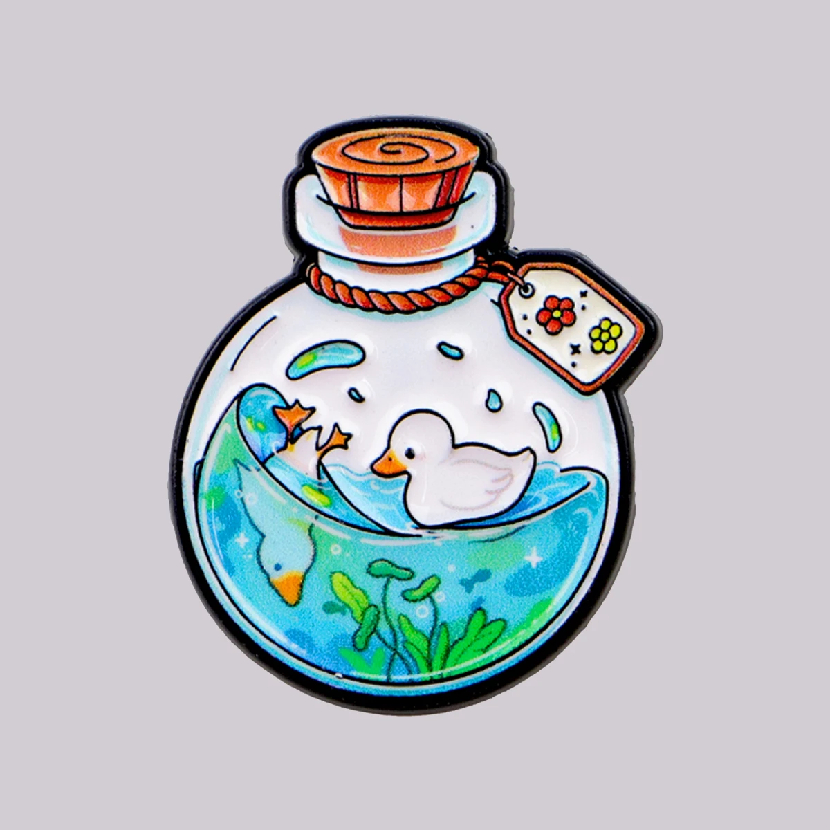 Cute Bottle Duck Enamel Pin Cartoon Brooch Animal Lapel Pins Badge on Backpack Fashion Jewelry Clothing Accessories Friends Gift