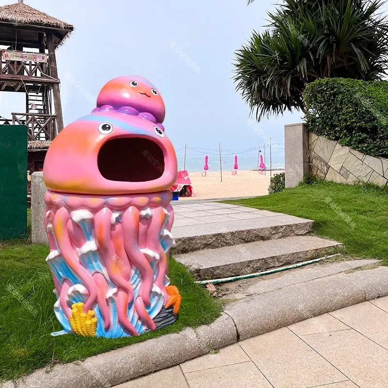 في الهواء الطلق الإبداعية سلة المهملات الراتنج الشارع مخصص الألياف الزجاجية الكرتون الكربوهيدرات دولفين سلة المهملات سلة المهملات الزخرفية #3