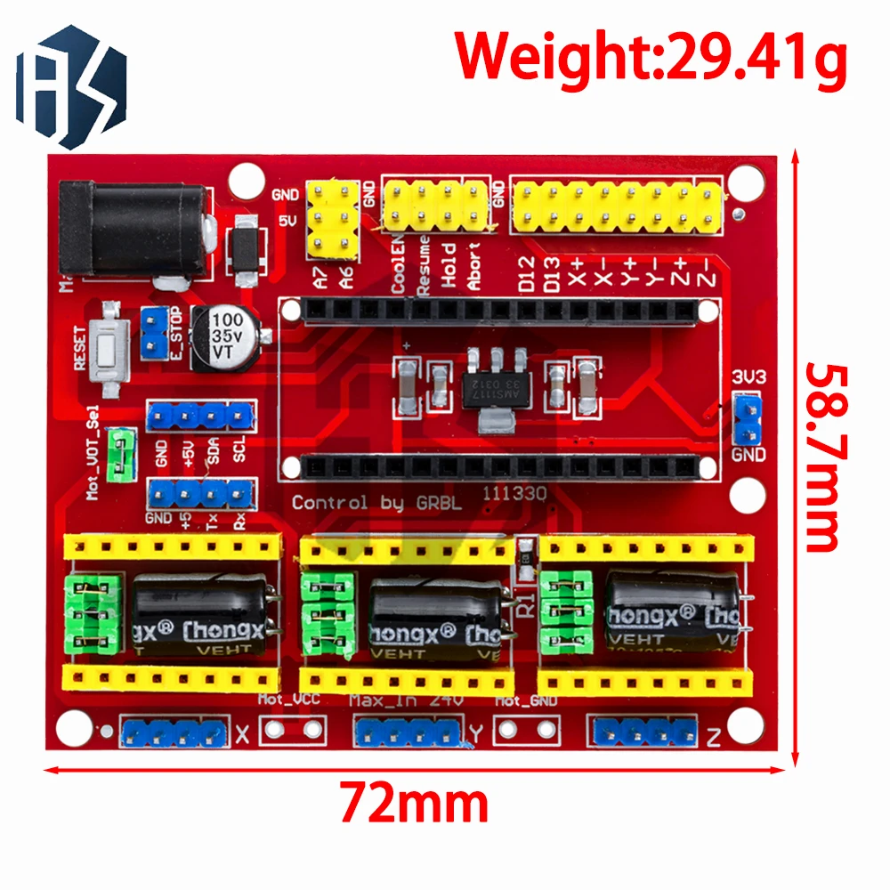 CNC Shield V4 Stepper Motor Controller Board – A4988/DRV8825 Driver Expansion for 3D Printers, Laser Engravers for arduino